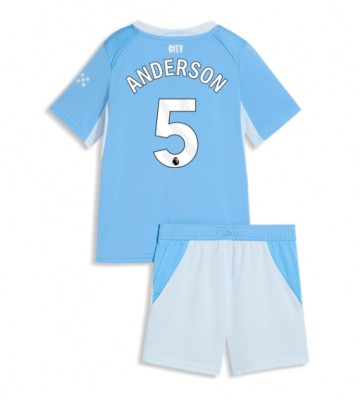 Manchester City Elliot Anderson #5 Replika Hemmatröja Barn 2026-27 Kortärmad (+ Korta byxor)